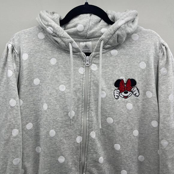 Disney Minnie Mouse Hooded Sweatshirt Womens 2X Peek a Boo Polka Dot Zip Up - Picture 3 of 9